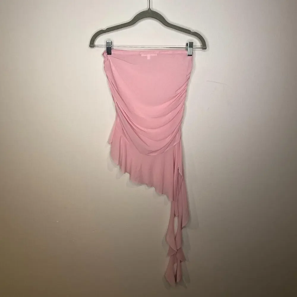 Pink Mesh Ruffled Top L - Picture 4 of 5